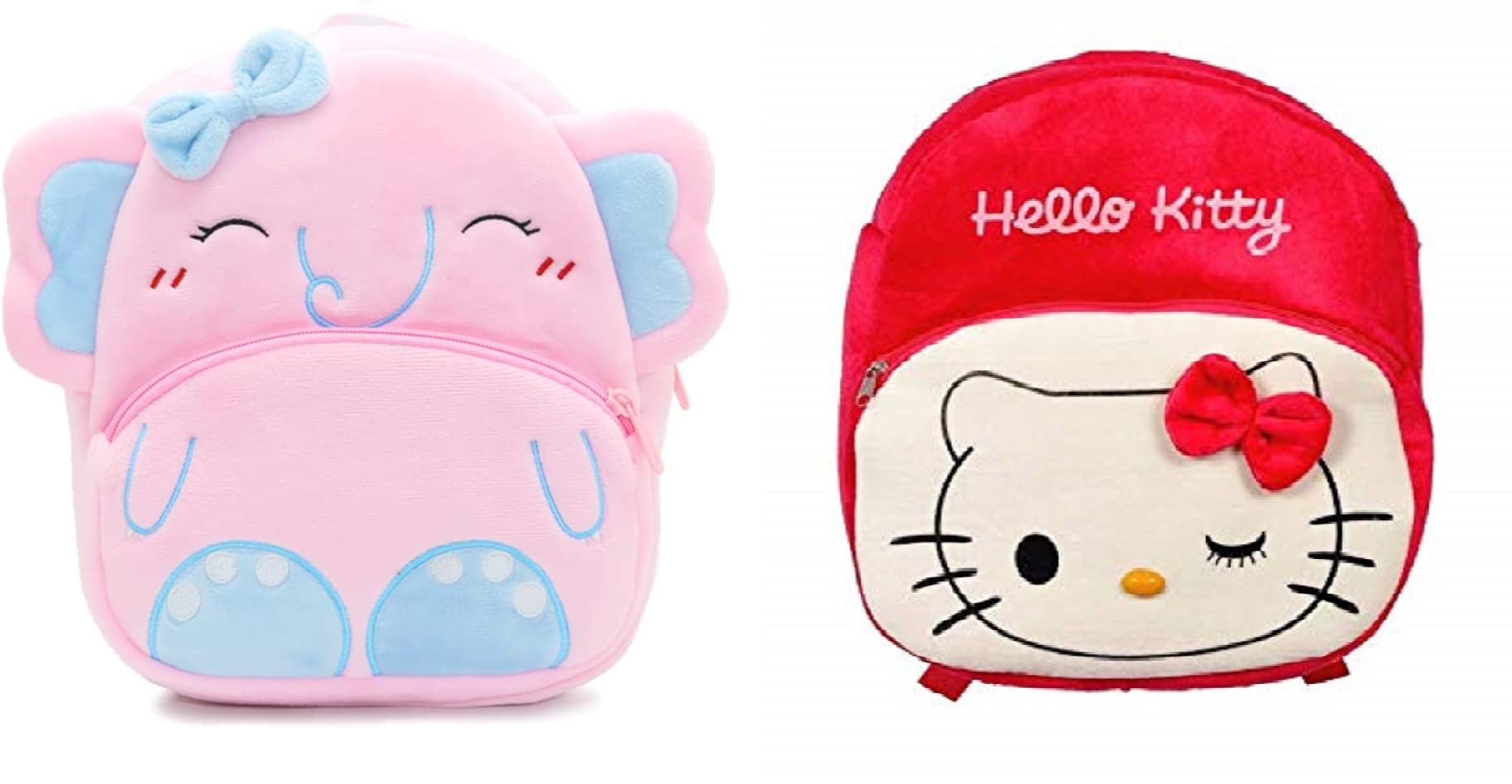 blue tree Cute Boy's and Girl's Plush Bag Full Embroidery Designs Mini Travel Backpack Pink Elephant (Pink Elephant & Red Hello Kitty)-image-47