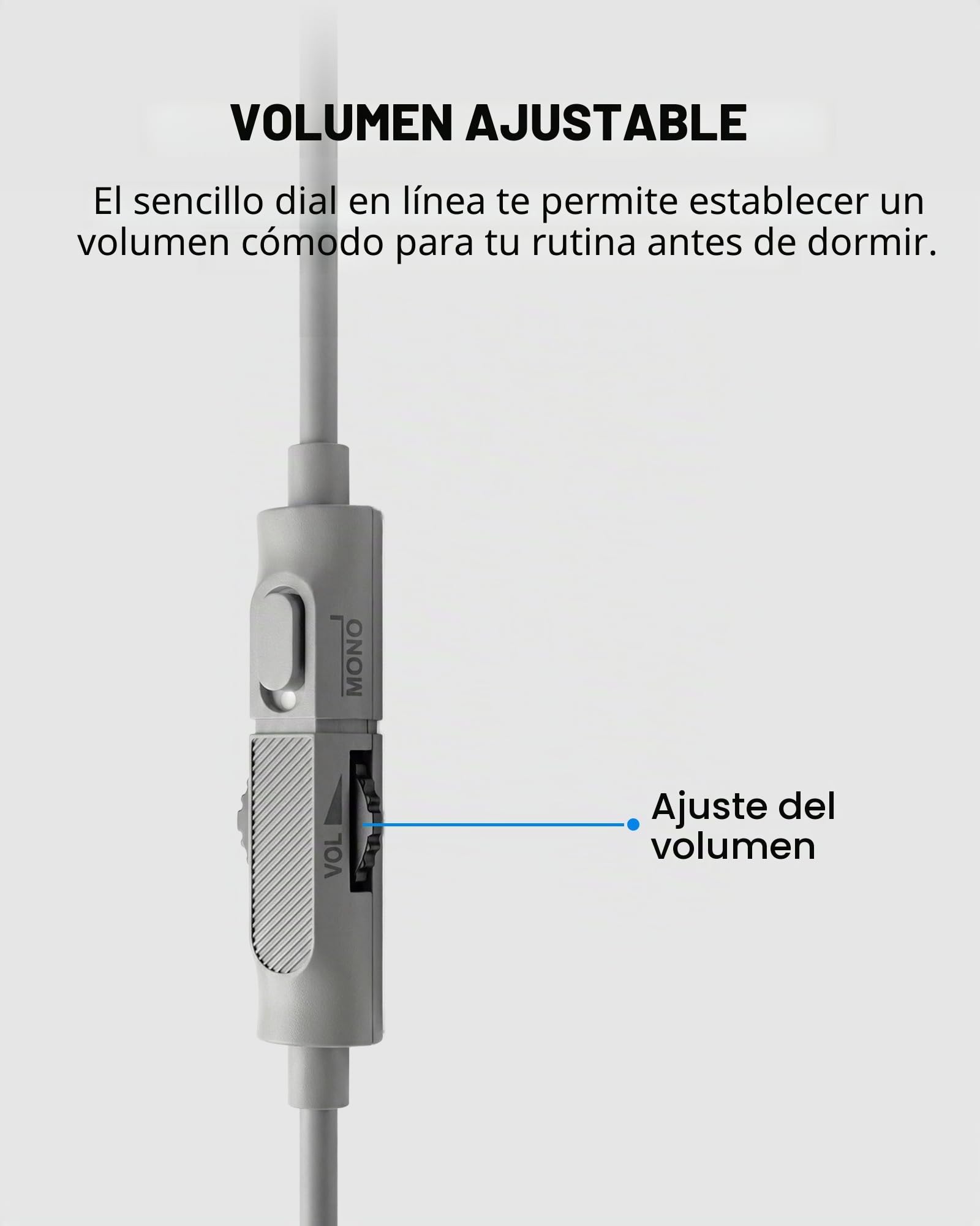Avantree Slumber Mini – Altavoz De Almohada con Cable para Dormir, Audio Suave para La Noche, Sin Carga, Control De Volumen En Línea, USB-C Y AUX, Auriculares para Podcasts Y Audiolibros