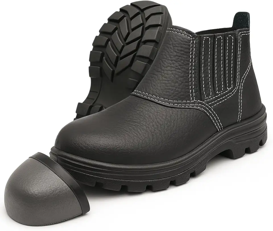 Botina de Segurança Com Bico de Aço Bota de Couro Relax Com Elástico Para Trabalho Tam.33-46