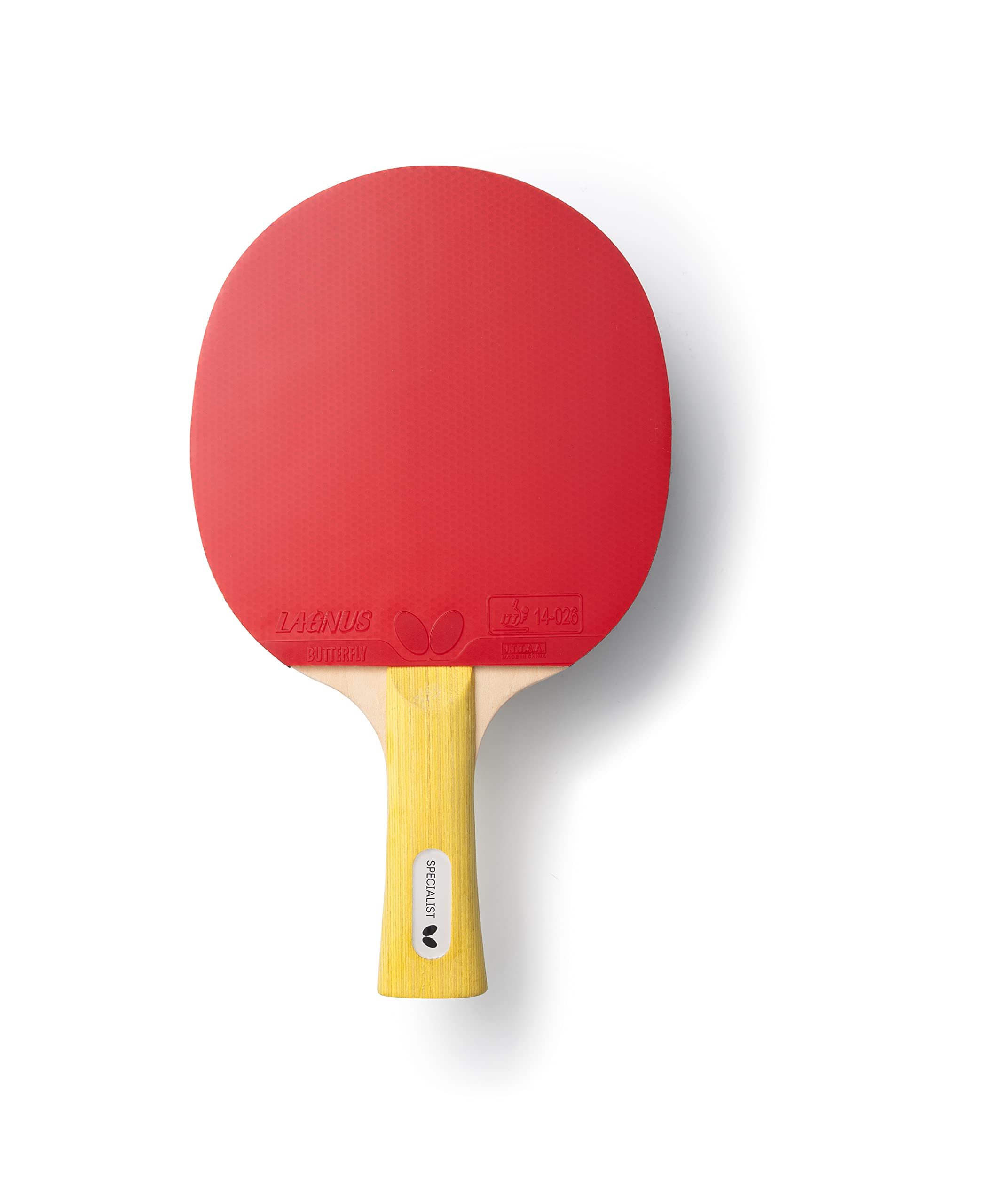 Raqueta de Tenis de Mesa BUTTERFLY Specialist | Raqueta de Tenis de Mesa Profesional para Jugadores avanzados y de competición | Gomas aprobadas por la ITTF Negro/Rojo | Superficie de Alto Agarre