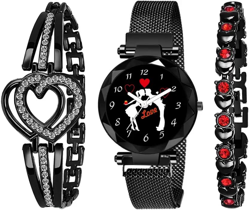 RUSTET Love Designer Couple Printed Magnet Chain Strap MG125 Watch for Girl Analog Watches for Womens & Girls (RED-HRT) (B0C4V2QWNW) Amazon Price History, Amazon Price Tracker