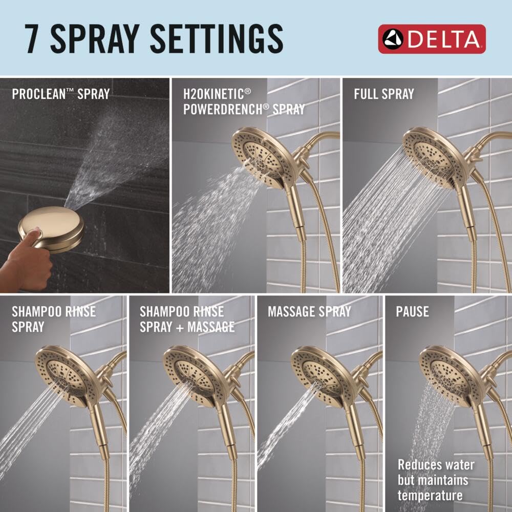 Delta Faucet 7-Setting In2ition 2-in-1 Dual Shower Head with