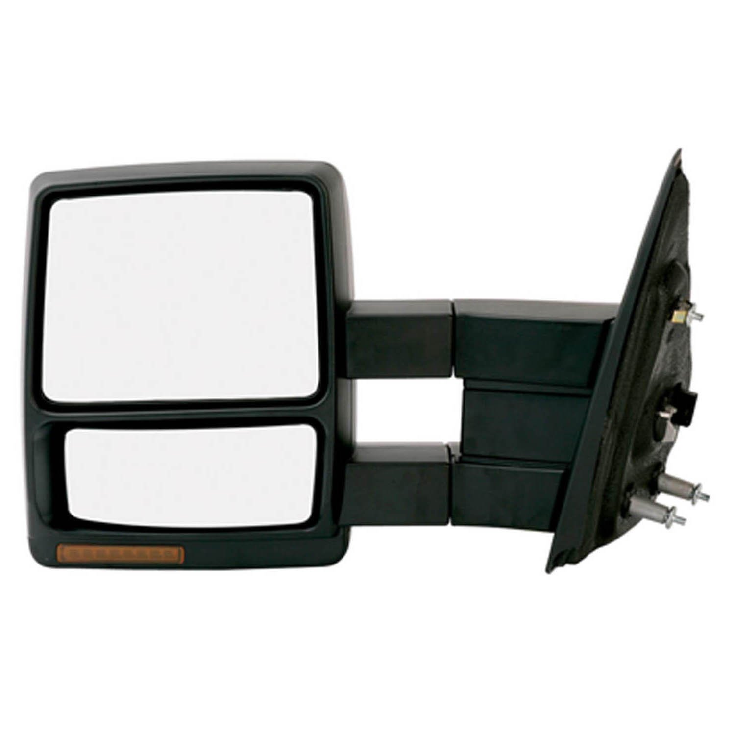 Fit System 61186F Ford F-150 Driver Side Heated Power Extendable Towing Mirror with Turn Signal and Puddle Lamp