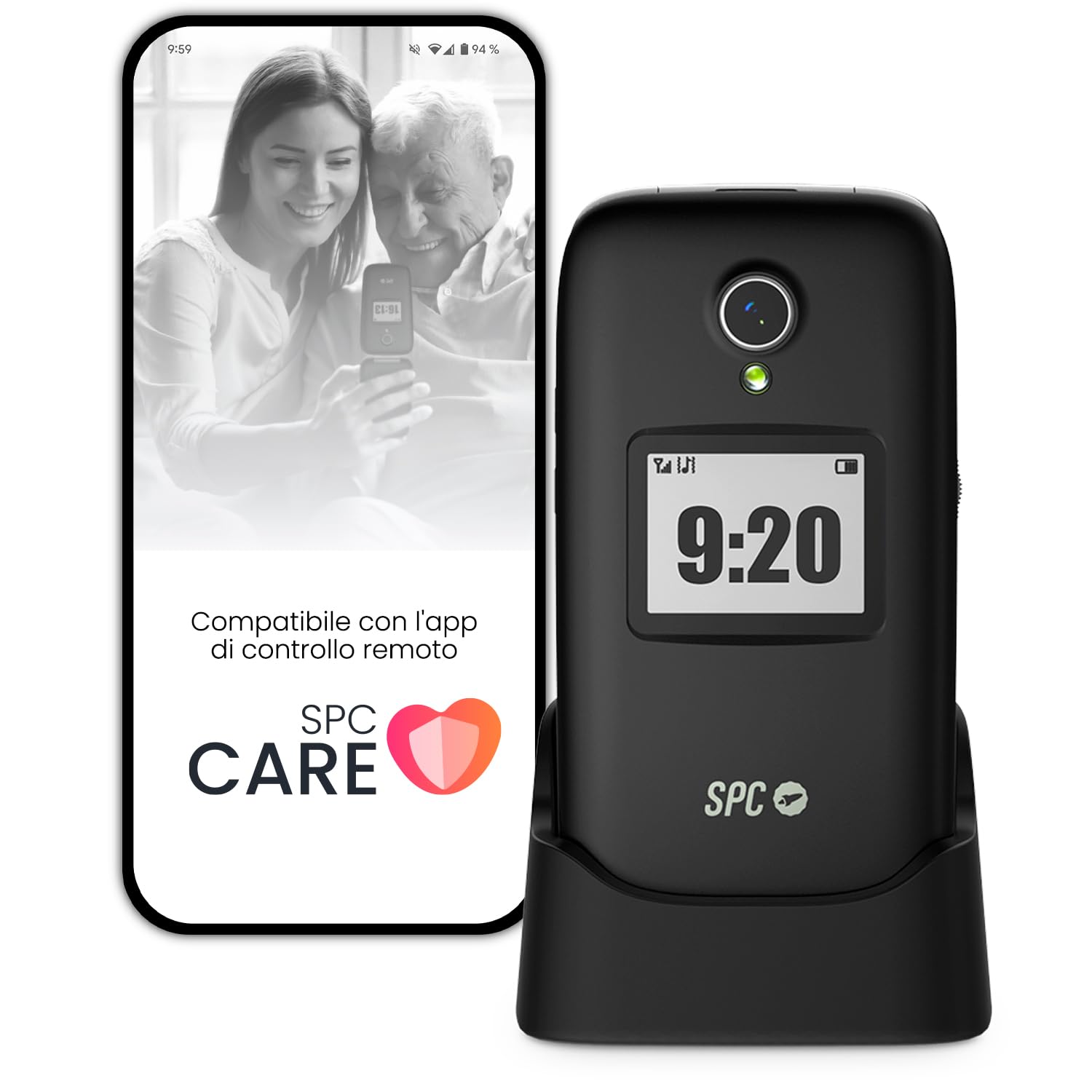SPC POLARIS - Telefono senior, tasti grandi, GPS, gestione remota | Compatibile con l'app SPC Care: gestione remota, SOS, avvisi sicurezza, volume alto, 3 memorie dirette e 4G