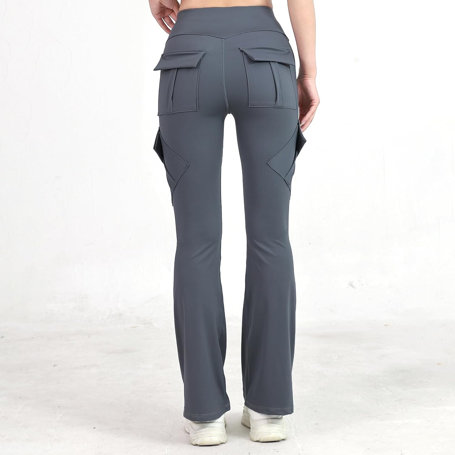 Women's Flare Leggings with Pockets Hight Waisted Cargo Yoga Pants Trendy Stretchy Gym Workout Outfits Clothes - Image 4