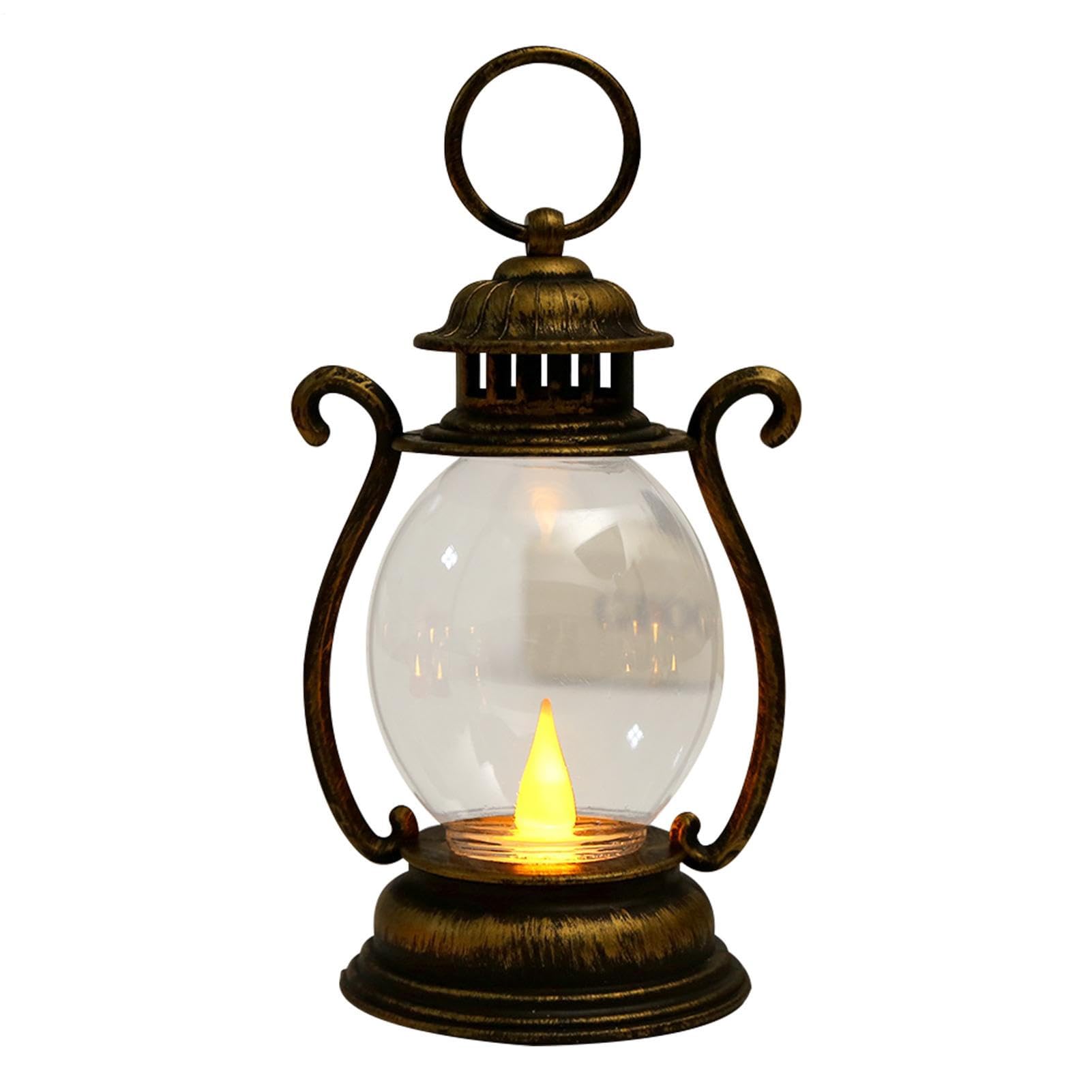 Vintage LED Lantern - Portable Camping Light | Battery Operated Lantern | Retro Kerosene Style Lamp, Decorative Night Light for Bedroom, Small Oil Lamp Design for Halloween and Patio Decor