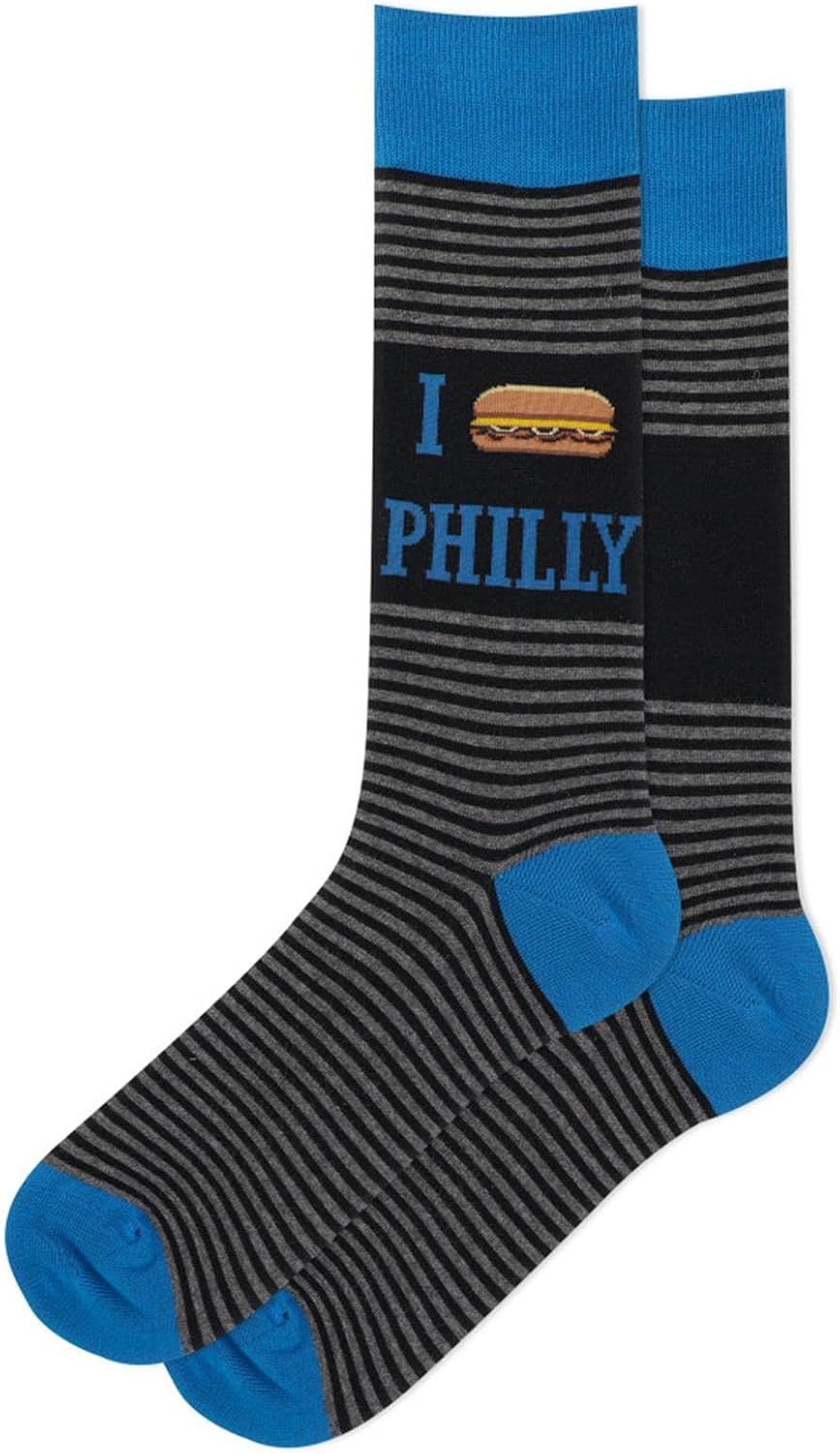 Hot Sox Men's I Cheesesteak Philly Socks 1 Pair, Black, Men's 10-13 Shoe
