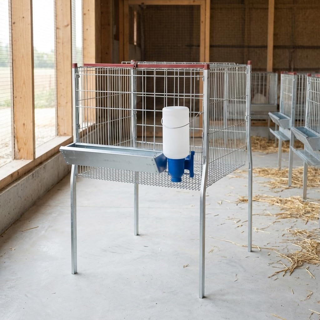 Suinga Jaula para Pollos DE ENGORDE 67x71x104 cm. Incluye comederos de Canal para Pollos y Pollitos, y Bebedero de Botella de 2 litros