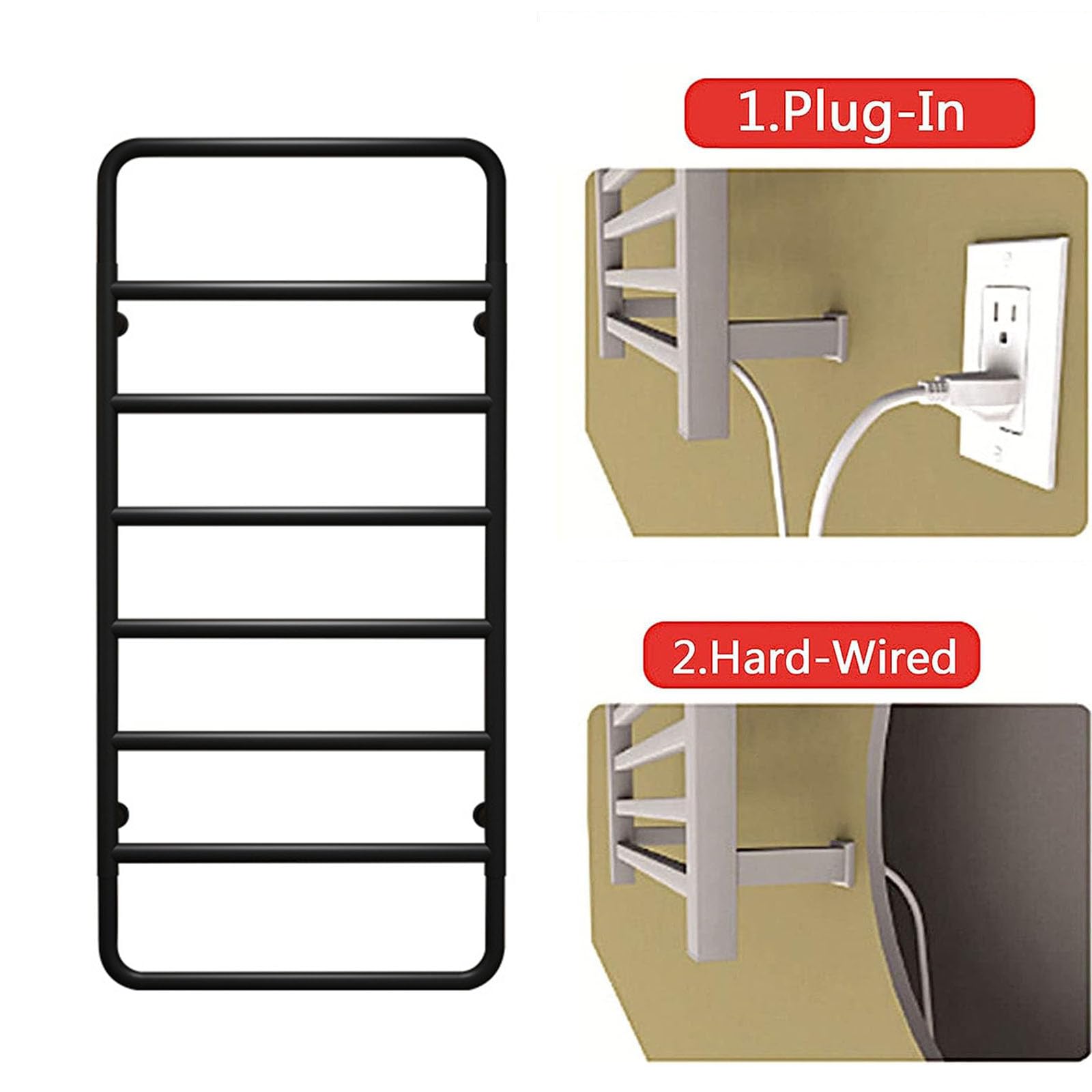 Scaldasalviette 8 Barre, stendini in Acciaio Inox, stendino Elettrico da Parete (cablato Oro)