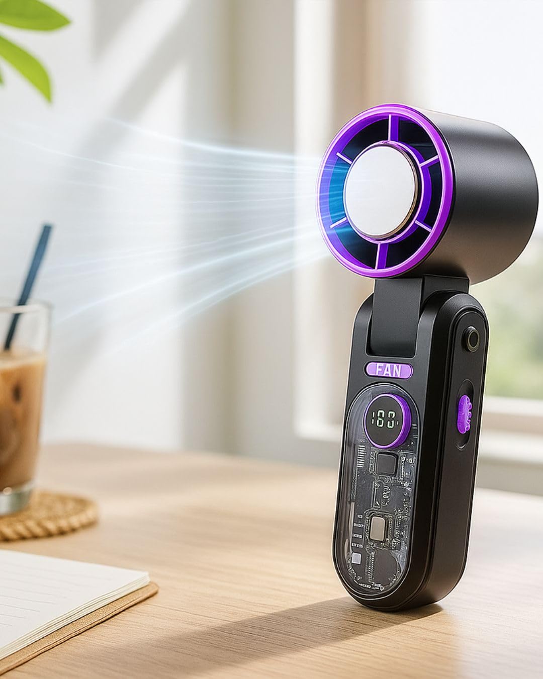 WELTHERM Mini Portable Handheld and Table Ice Fan with Ice Cool Air and Cooler, Travel |Neck| Table |Hand|200 Speed| Handheld Cooler|Digital Display| Turbo Speed|Foldable with Neck Strap Holder| WELTHERM Mini Portable Handheld and Table Ice Fan with Ice Cool Air and Cooler, Travel |Neck| Table |Hand|200 Speed| Handheld Cooler|Digital Display| Turbo Speed|Foldable with Neck Strap Holder|