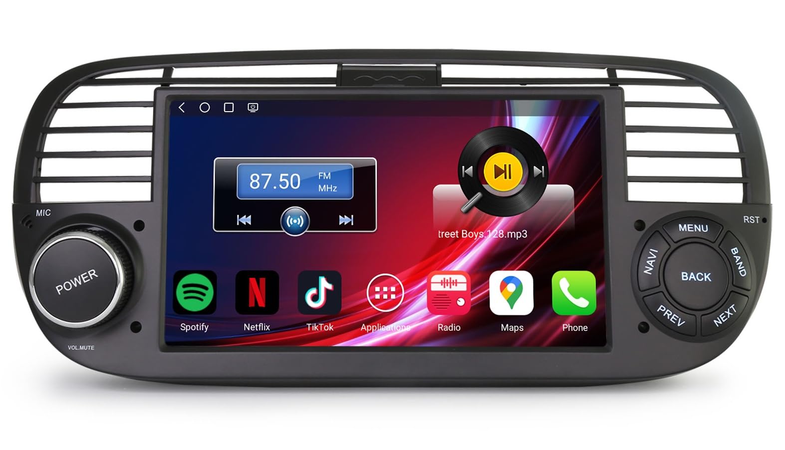 7" Qualcomm 8-Core 4GB+64GB Android 14 Autoradio Navigatore GPS per Fiat 500 500C 500S 500E Wireless Carplay Android Auto Bluetooth 5.0 GPS DSP WiFi 4G Canbus Radio IPS Schermo Tattile (Nero)