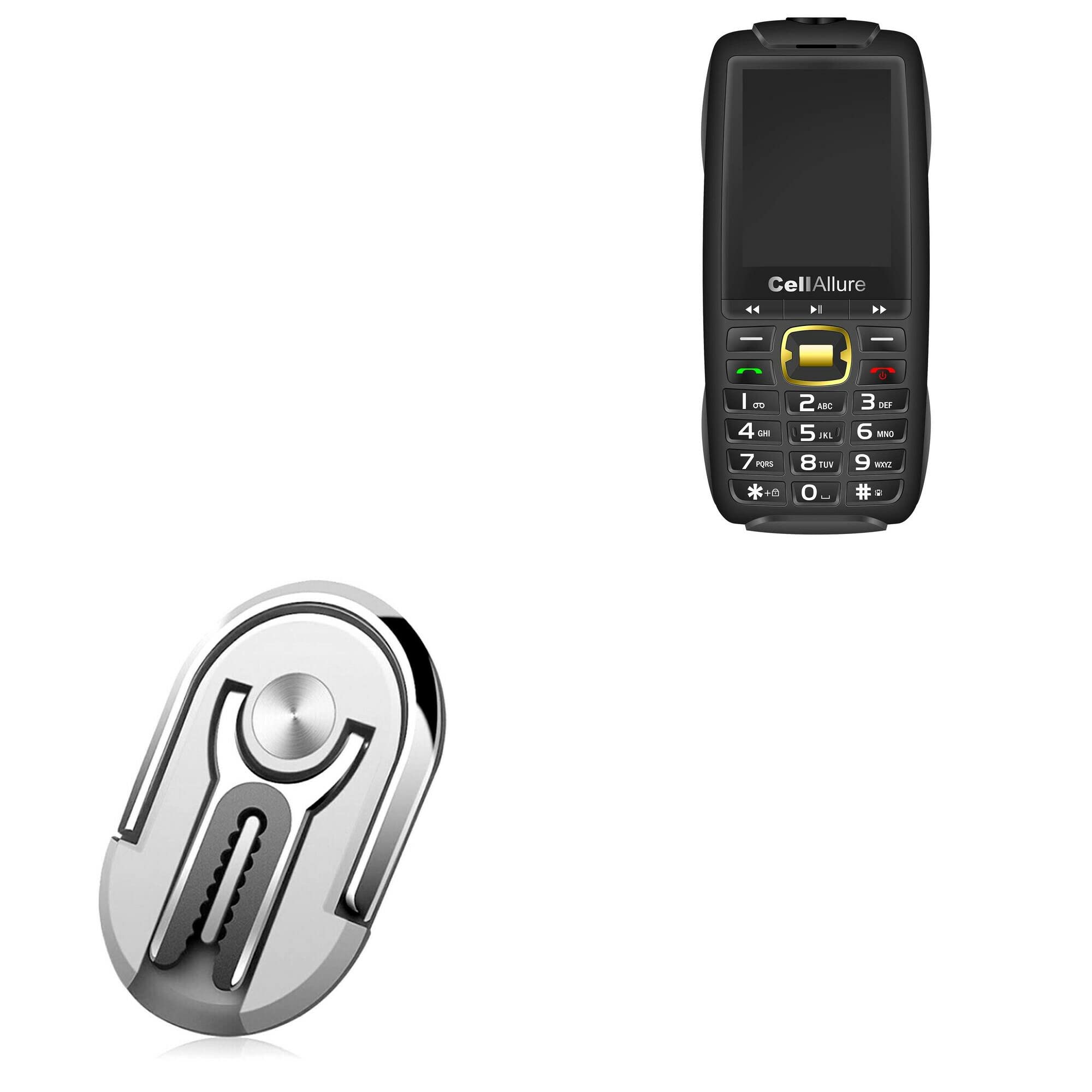 BoxWave Car Mount for CellAllure Survivor (Car Mount Mobile HandGrip Car Mount, Finger Grip Mobile Car Mount Stand for CellAllure Survivor - Metallic Silver