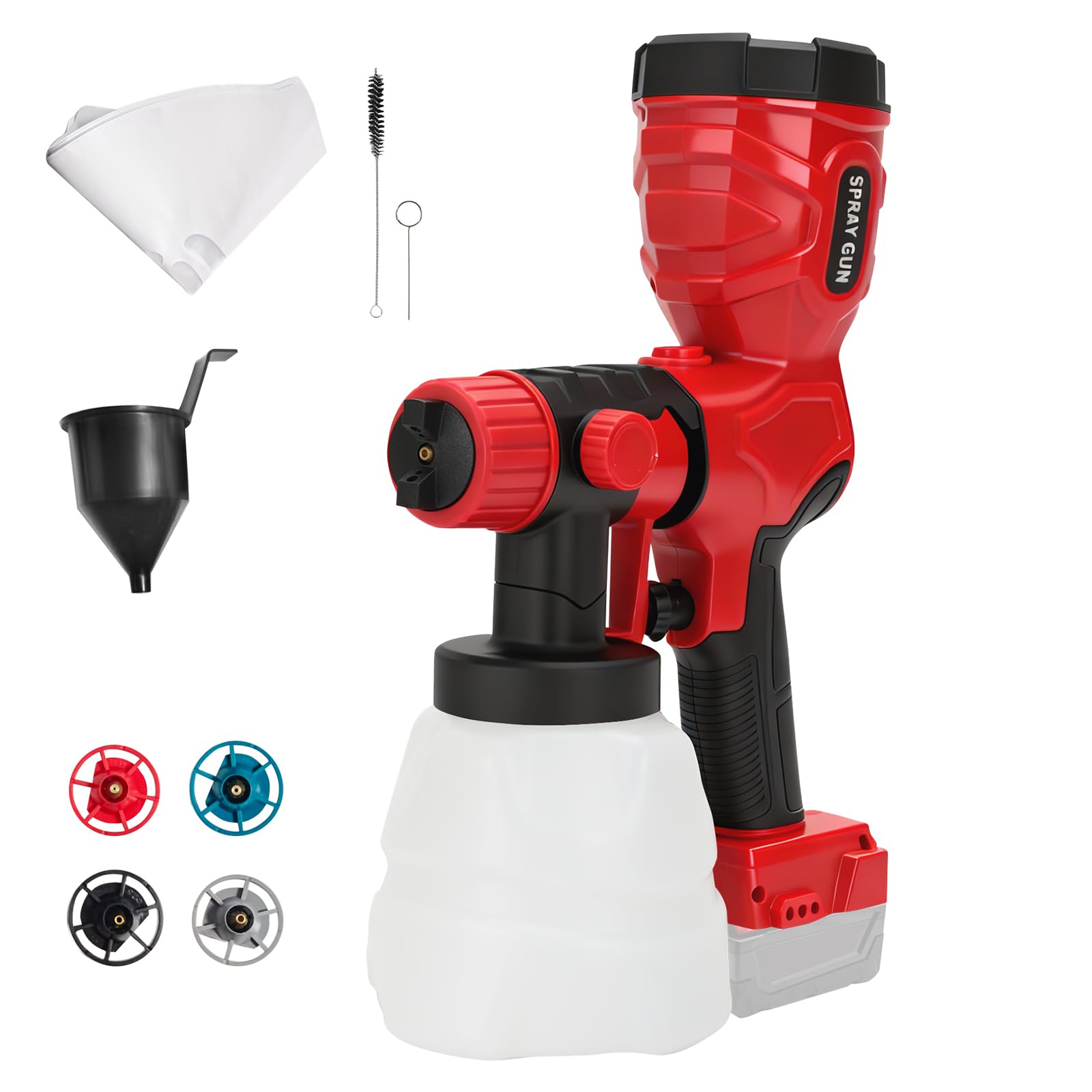 Cordless Paint Sprayer for Milwaukee 18V, HVLP Handheld Fence Paint Spray Gun, 43,000 RPM Motor with 4 Nozzles, 3 Patterns, 1200ML Tank for Sheds, Walls, Ceiling, Cabinets, Doors