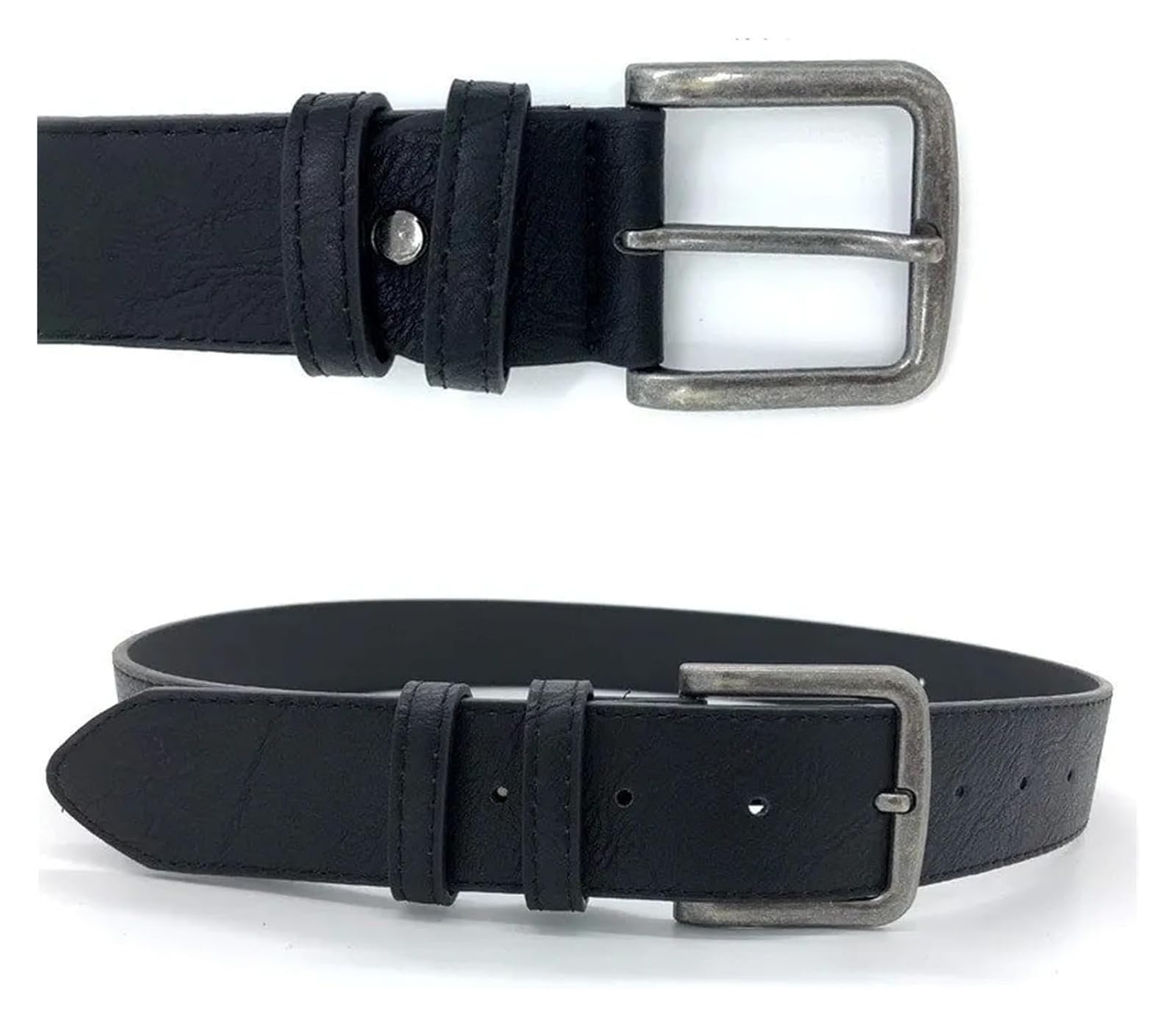 Cinturón clásico de piel sintética for hombre, con hebilla de metal ajustable, for vaqueros, negocios y uso informal.