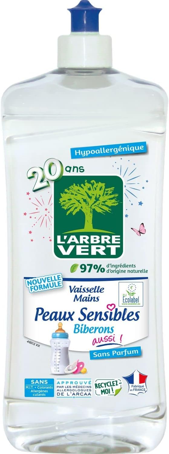L'Albero Verde Liquido Stoviglie Pelle Sensibile Biberon 750 ml – Confezione da 10 – Venduto in confezione