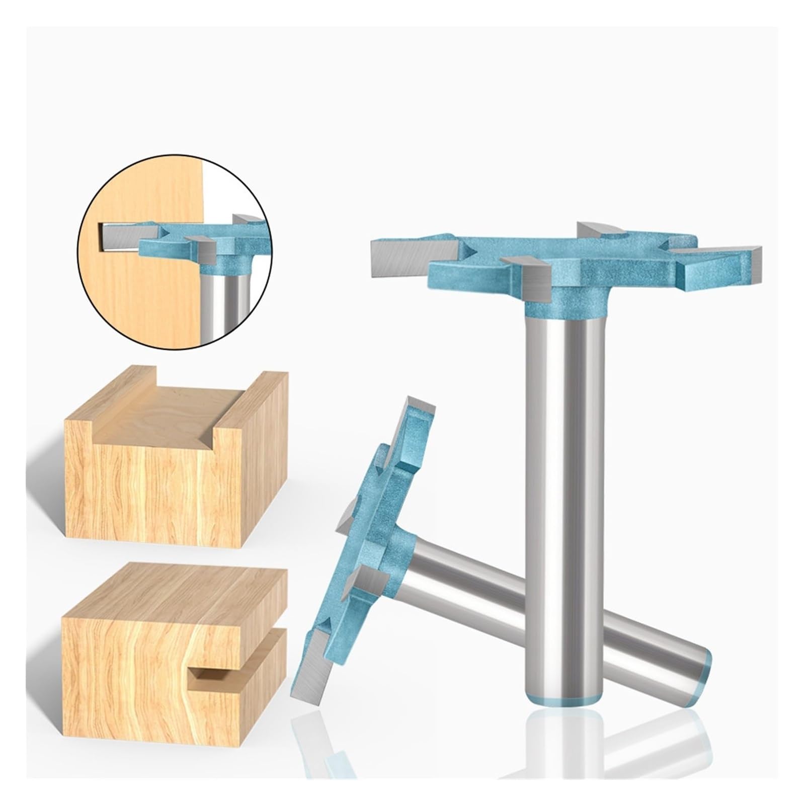 Fresa de ranura en T de 4 filos, 2,5-6 mm, vástago 6 mm o 1/4 | Fresa con punta de carburo para madera, MDF, tablero compuesto y laminado(5pcs 1/4")