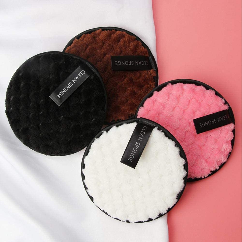 Quenchua 4 PCS Makeup Remover Pads,Pineapple design Rounds Soft Facial Cleansing Pad Towels Double-Side Washable Make Up Removing Multi-function (Black White Pink Brown)-image-38