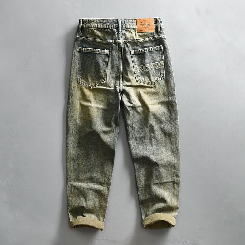 Men's Vintage Denim Casual Pants Japanese Vintage Long Pants3