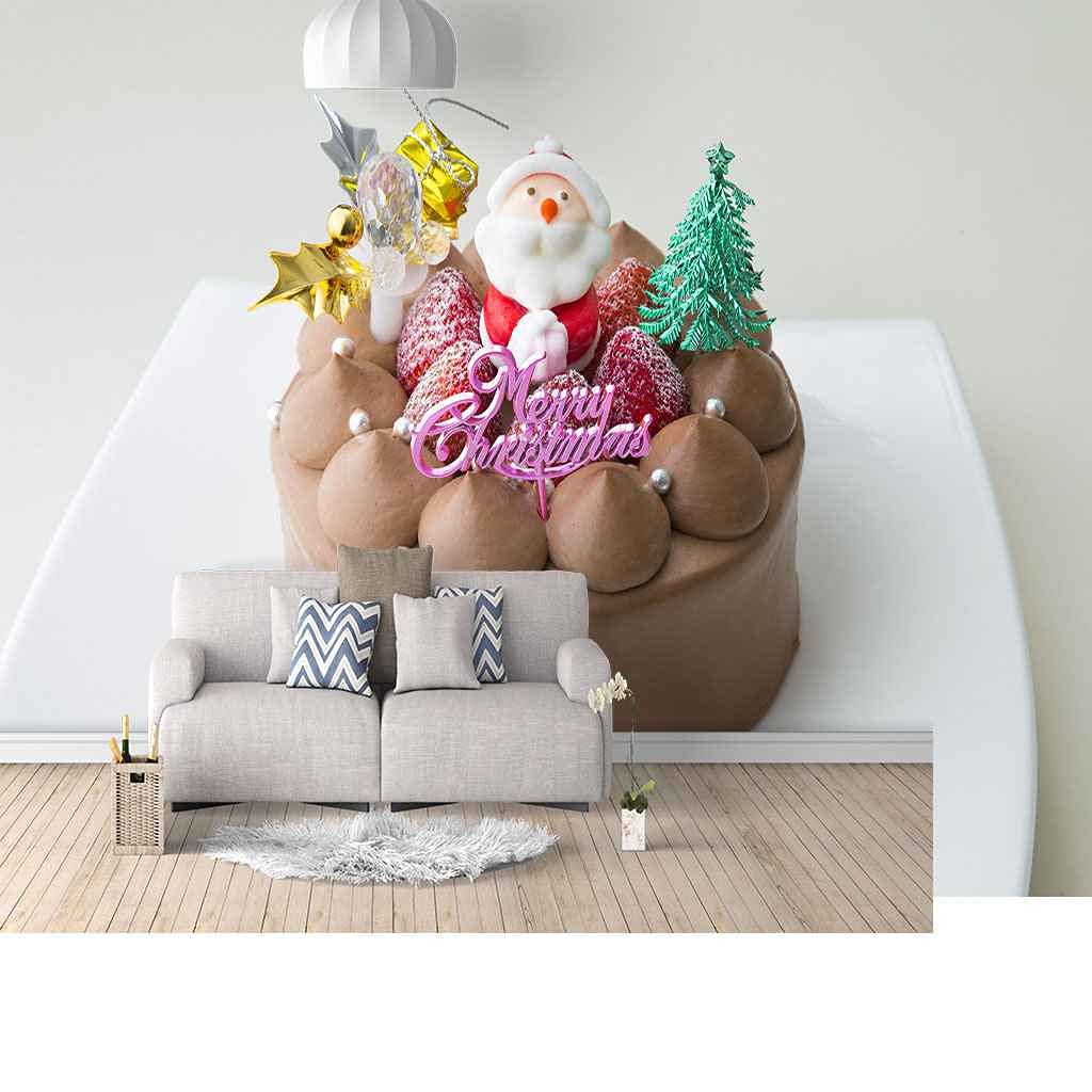 Papier peint auto-adhésif 3D gâteau de Noël poster mural 300x210 cm