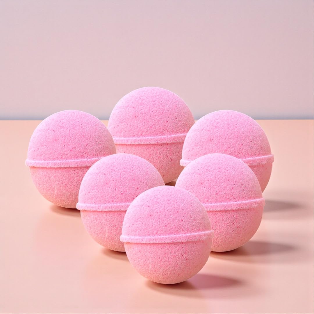 NIKSON Bath Bomb Set of 6, Pink, Tea Rose Fragrance, Fizzing Foot Soak for Pedicure, Manicure and Bathtub-image-44