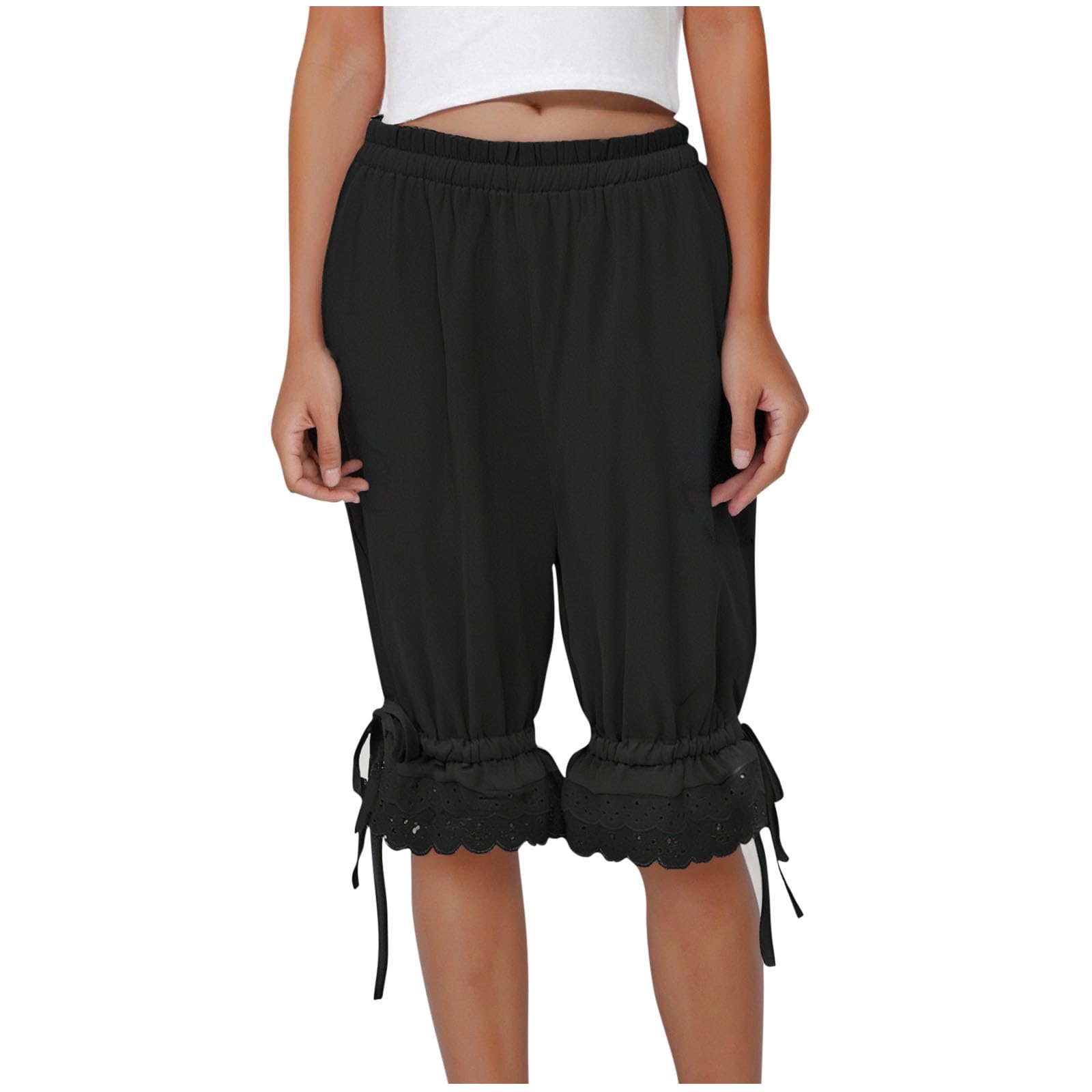 Oplxuo Women Lolita Bloomer Victorian Steampunk Bloomers Pants Knee Length Renaissance Knickers Pants
