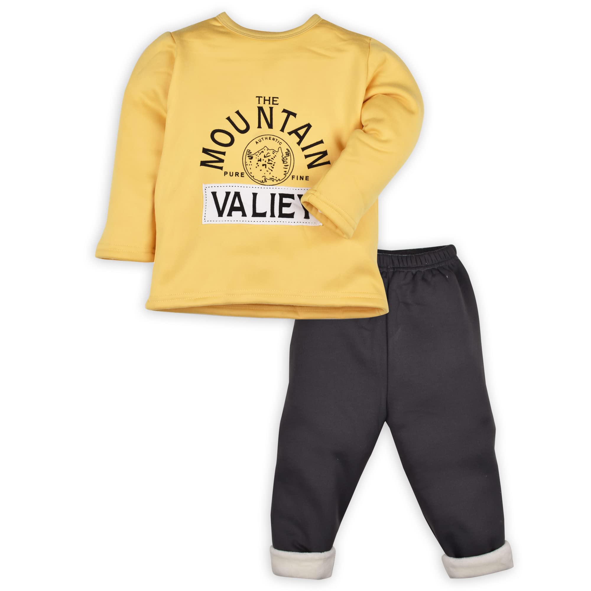 KIDZVILLA Baby Boy's and Baby Girl's Regular Fit Cotton Cartoon Print 2 Piece Winter Suit (Black), 0-3 Months