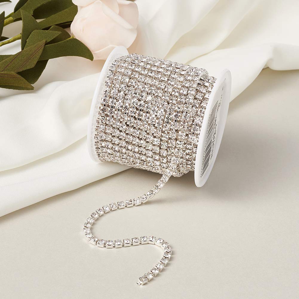 Catena In Ottone Con Strass - 4 Mm X 9,1 M, Per Cucito E Gioielli, Fondo Argento - Foto 4