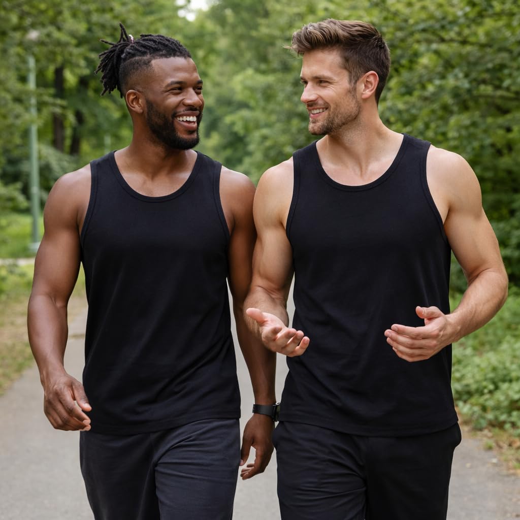 COSHAL Lot de 3 débardeurs d'été sans manches 100 % coton pour homme - Pour la gym, l'entraînement, le quotidien - Grande taille