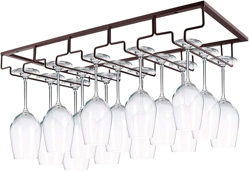 Estante para copas de vino debajo del gabinete, soporte para copas de vino, soporte de alambre para copas de vino, colgador de almacenamiento para