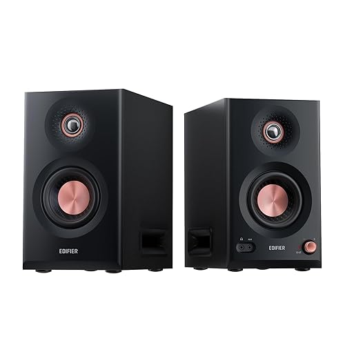 Edifier MR5 2.0 Studio Monitor Bookshelf Speakers: VGP2025 Gold Award, 110W Hi-Res Certified, 3-Way Active Design, LDAC BT6.0, Room Calibration, XLR/TRS/RCA Inputs for Home Studio & Multimedia - Black - Black - MR5