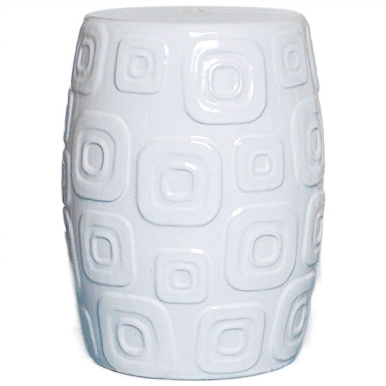 Tabouret de jardin décoratif en céramique blanche et siège à langer émaillé