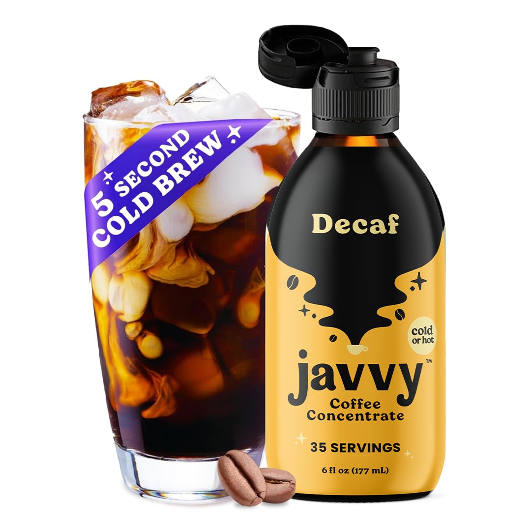 Javvy Coffee Concentrate - Cold Brew Coffee, Perfect for Hot or Iced Instant Coffees, Hot Drinks, Cold Brew Concentrate, 35 Servings - Original Decaf
