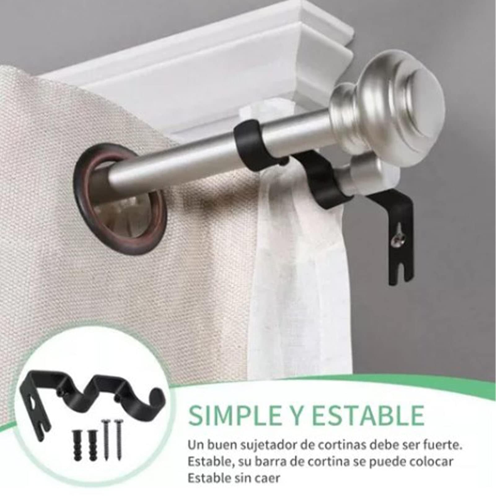 Black Curtain Rod Bracket, 3Pcs Double Curtain Rod Bracketsheavy Duty Curtain Rod Holders for Home Curtain Rods Wall Bracket Hooks