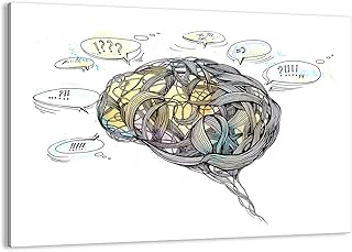 Quadro su tela - Elemento unico - Cervello educazione esperimento Illustrazione - 70x50cm - Pronto da appendere - Stampe su Tela - Quadri Moderni - completamente incorniciato - AA70x50-2975