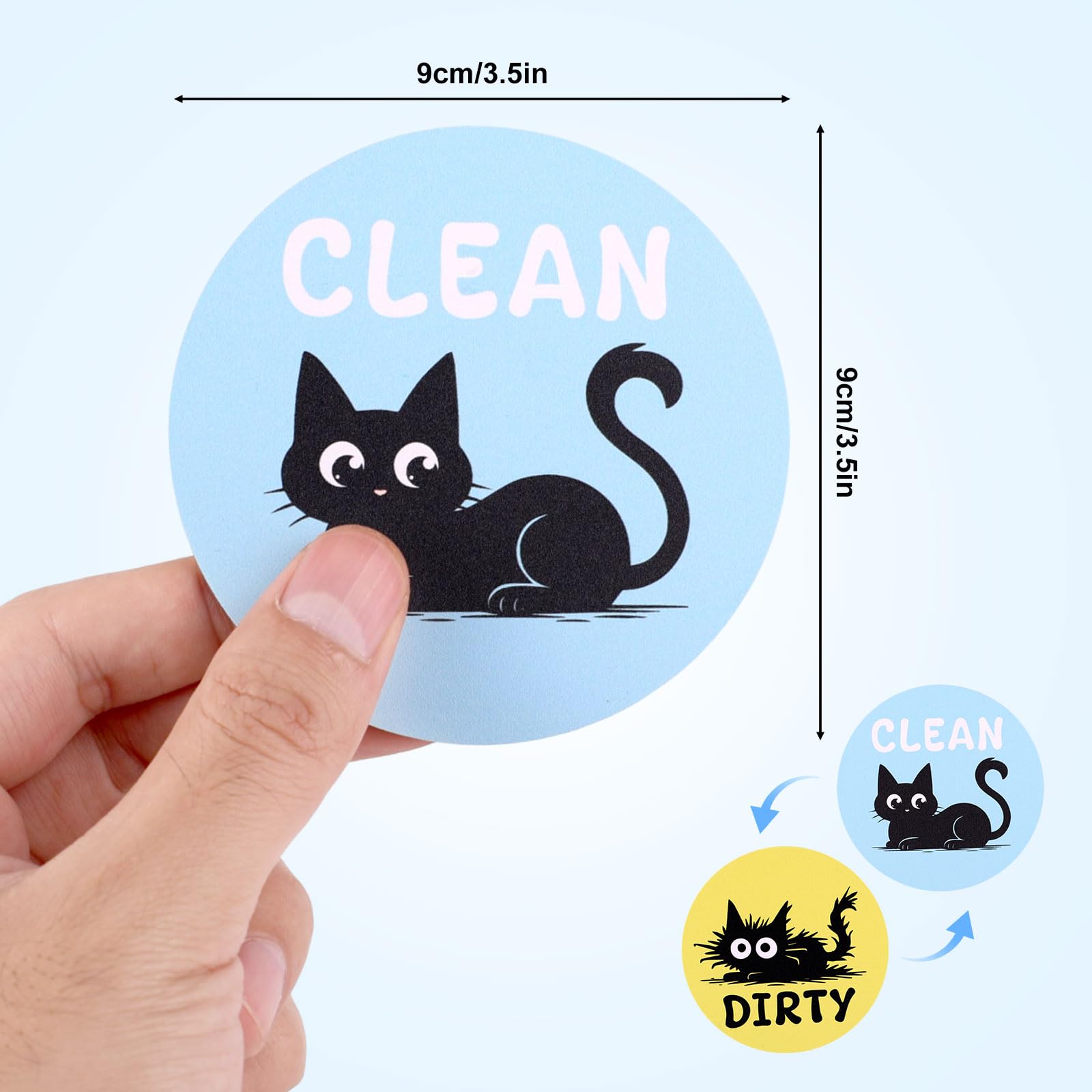 Lot De 2 Aimants Chat Lave-Vaisselle - Double Face Propre/Sale, Réversible Noir Et Mignon Pour Cuisine