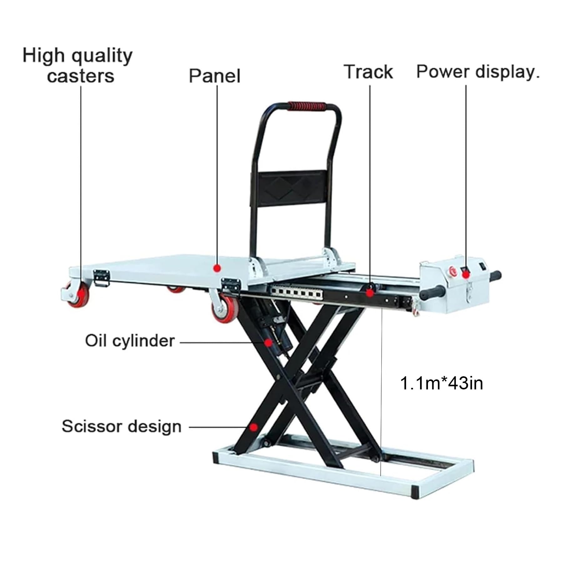 Piattaforma di sollevamento idraulica compatta, capacità 299,4 kg, altezza di sollevamento 80 cm, sollevatore elettrico a forbice per riparazione auto, officina garage