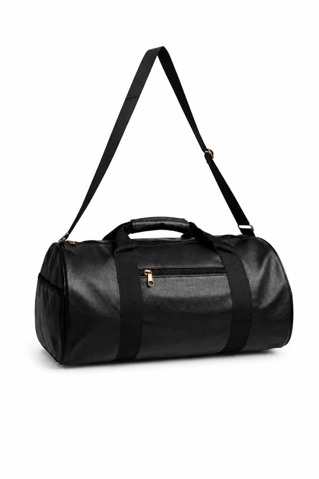 Black Leather Duffle Bag, Spacious Travel Gym Bag with Zipper Closure and Shoulder Strap-image-39
