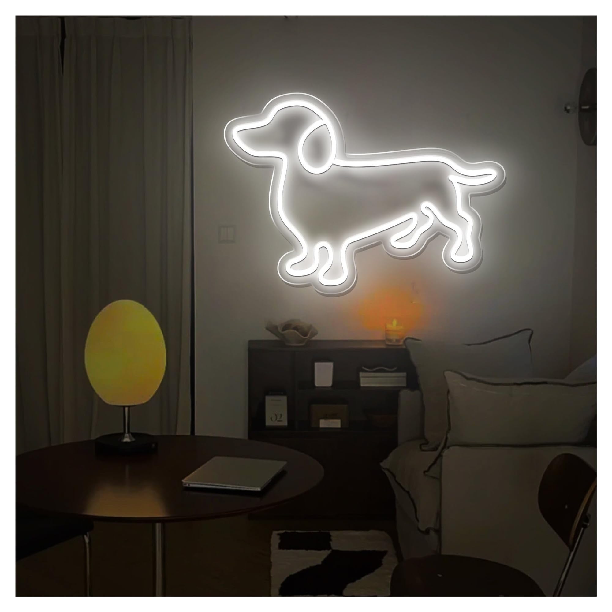 Wiszące neony artystyczne Neon Z Napisem "Pies" Zwierzęta Dom Słodkie Zwierzę Światło Led Pokój Gier Sypialnia Bar Salon Urodziny Dekoracja Ścienna 50cm(Style d)