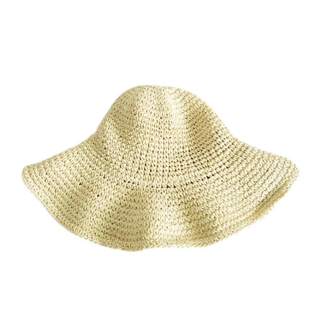 Cappello da Sole da Ragazza Cappello Estivo floscio a Tesa Larga per Donna Cappello da Spiaggia a Cupola con Cupola di Paglia Cappello da Donna
