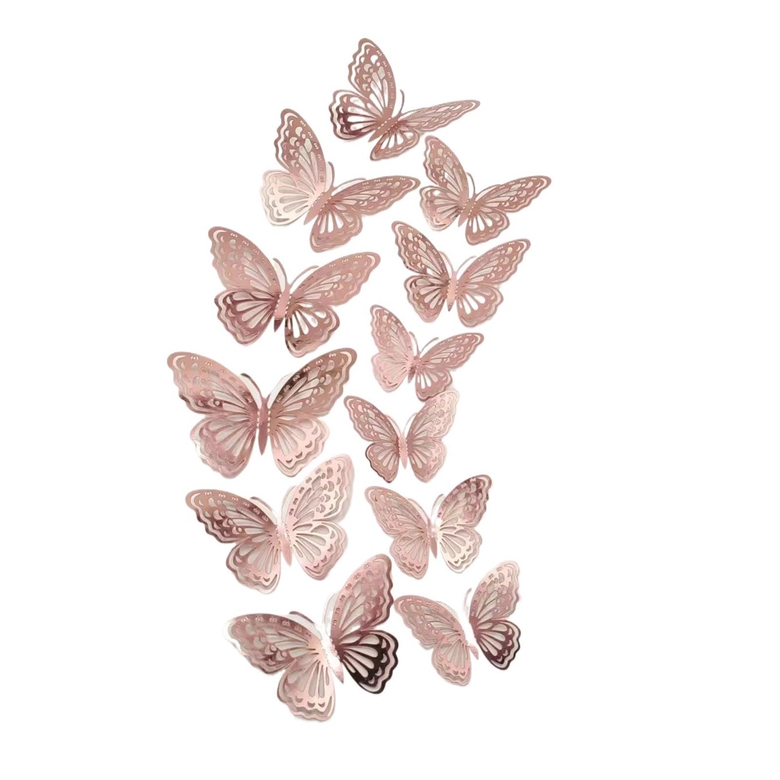 12pcs 3D Hollow Butterfly Wall Decal Mirror Wallstickers For Kids Room Home Decoration Fridge Sticker Wedding Party(Color10)