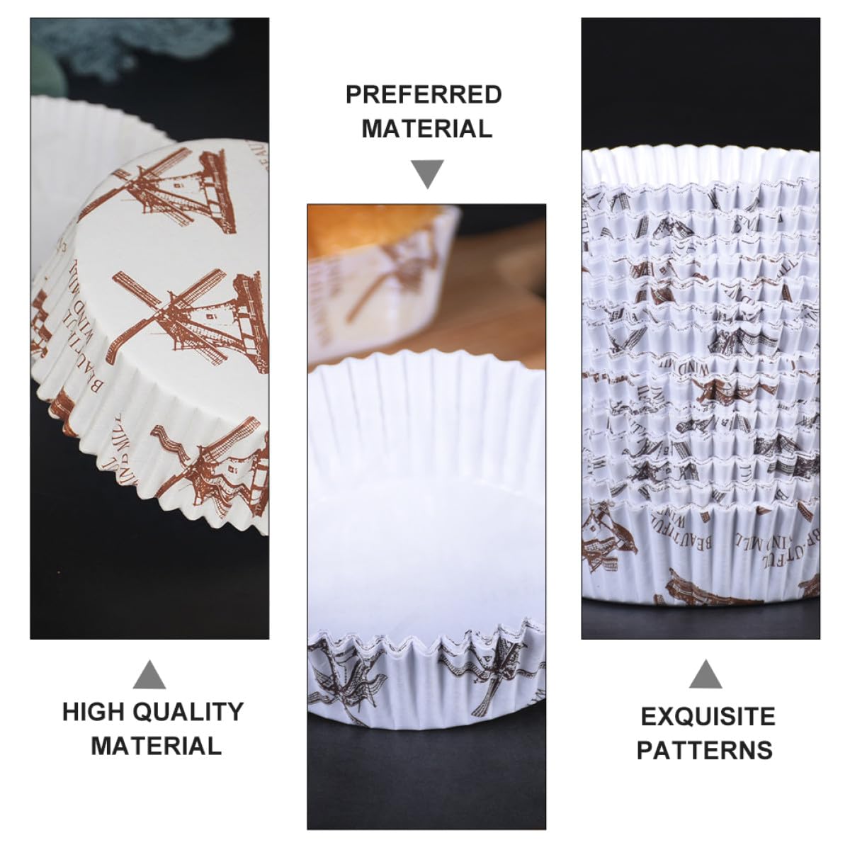 Capacillos para Cupcakes de Papel, Redondos y Resistentes al Calor, 300 Piezas, Aptos para Muffins y Mini Tartas, para Hornear