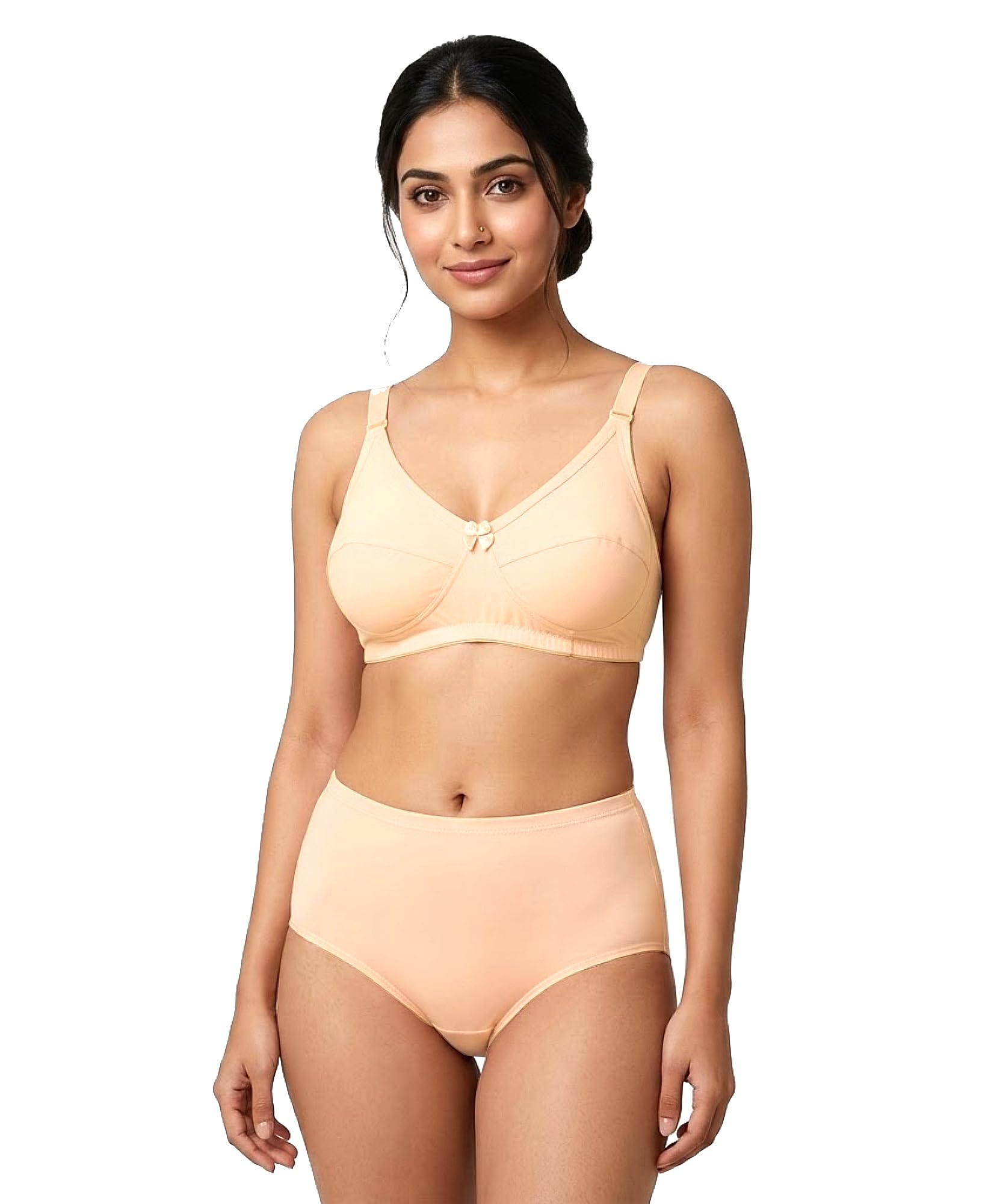 Khwaish Women Cotton Non-Padded Wireless Full Coverage with Adjustable Strap Everyday Bra & High Waist Panty Set | Soft Stretchable Comfortable Breathable Lingerie Set for Ladies-image-36