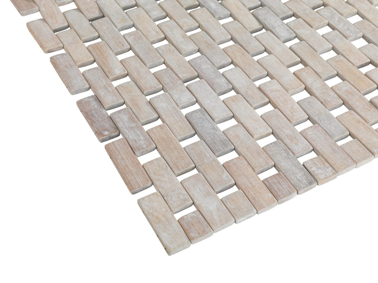 Wenko Alfombra para bañera Bamboo Blanco, 50 x 80 cm - Parte Inferior Antideslizante, Bambú, 50 x 80 cm, Blanco