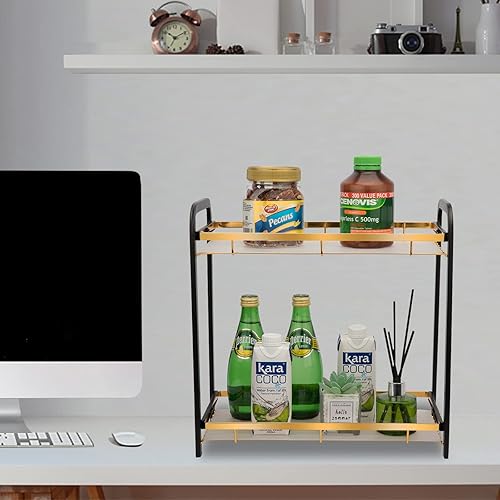 Miniatura 7 de Organizador de encimera de baño de 2 niveles, organizador de fregadero de alta calidad, estante de almacenamiento de especias de cocina,