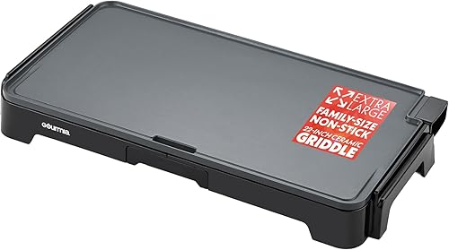 Gourmia Sartén eléctrica XL de 22 pulgadas, superficie de cerámica extra grande antiadherente para desayuno, panqueques, cocina plana no tóxica,