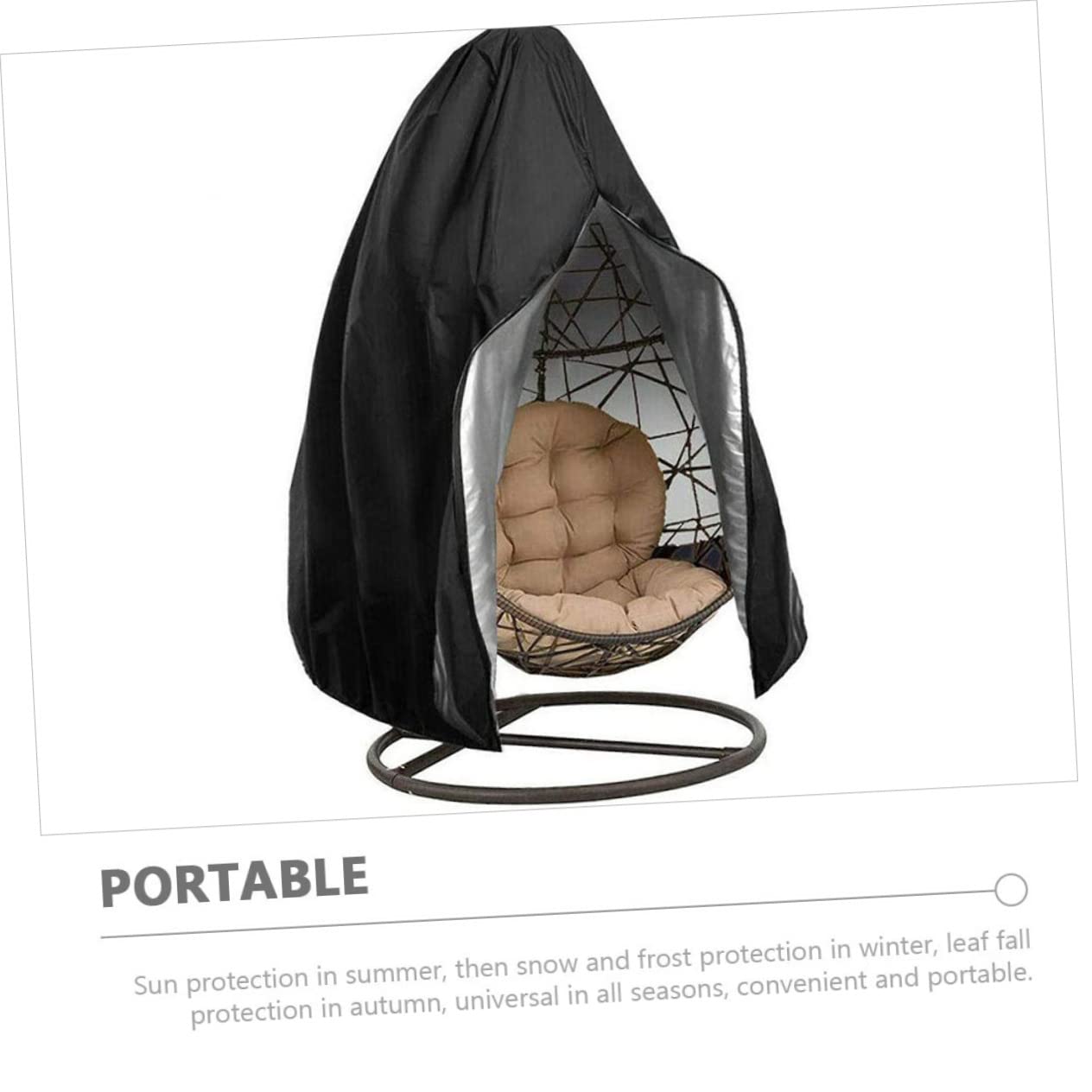 Lot de 4 housses de chaise à suspendre imperméables pour jardin, hamac inclinable et rehausseur, en polyester noir durable, protège des intempéries et améliore la décoration