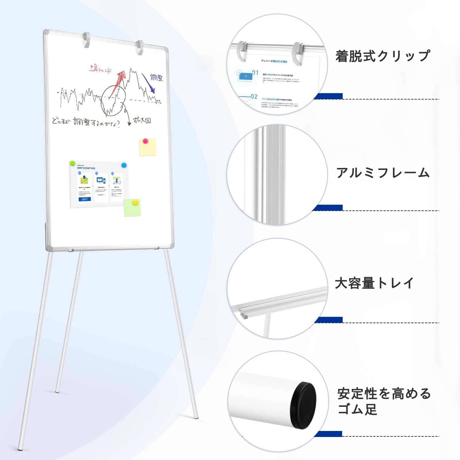 Amazon.co.jp: Walspax ホワイトボード 脚付き 60x90cm 三脚 イーゼル
