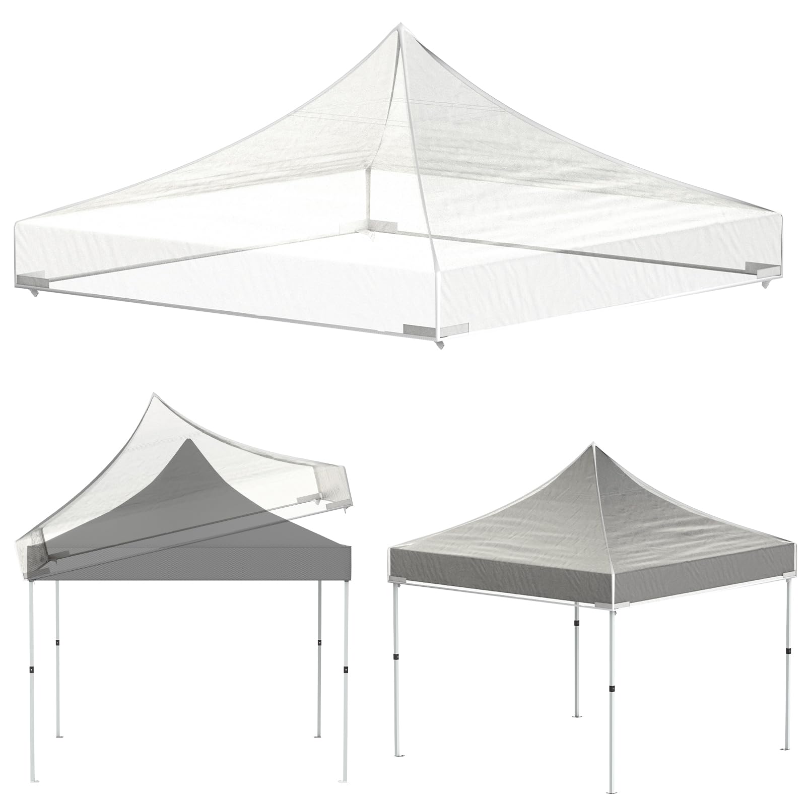 Toit de Pavillon 3x3 m en PVC Transparent, Bâche de Rechange Imperméable 270 g/m², Toit Pointu pour Tonnelle de Jardin, Compatible Tente Pliante, Abri de Jardin & Party Tent