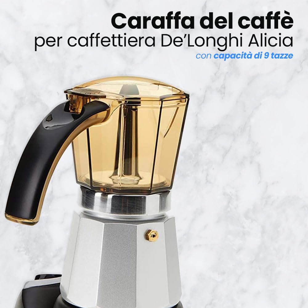 Anakel Home Caraffa di Ricambio per Macchina da Caffè Alicia 5513200919 Compatibile con Macchina del Caffè DeLonghi Alicia EMK9 | Ricambio Originale, 9 Tazze