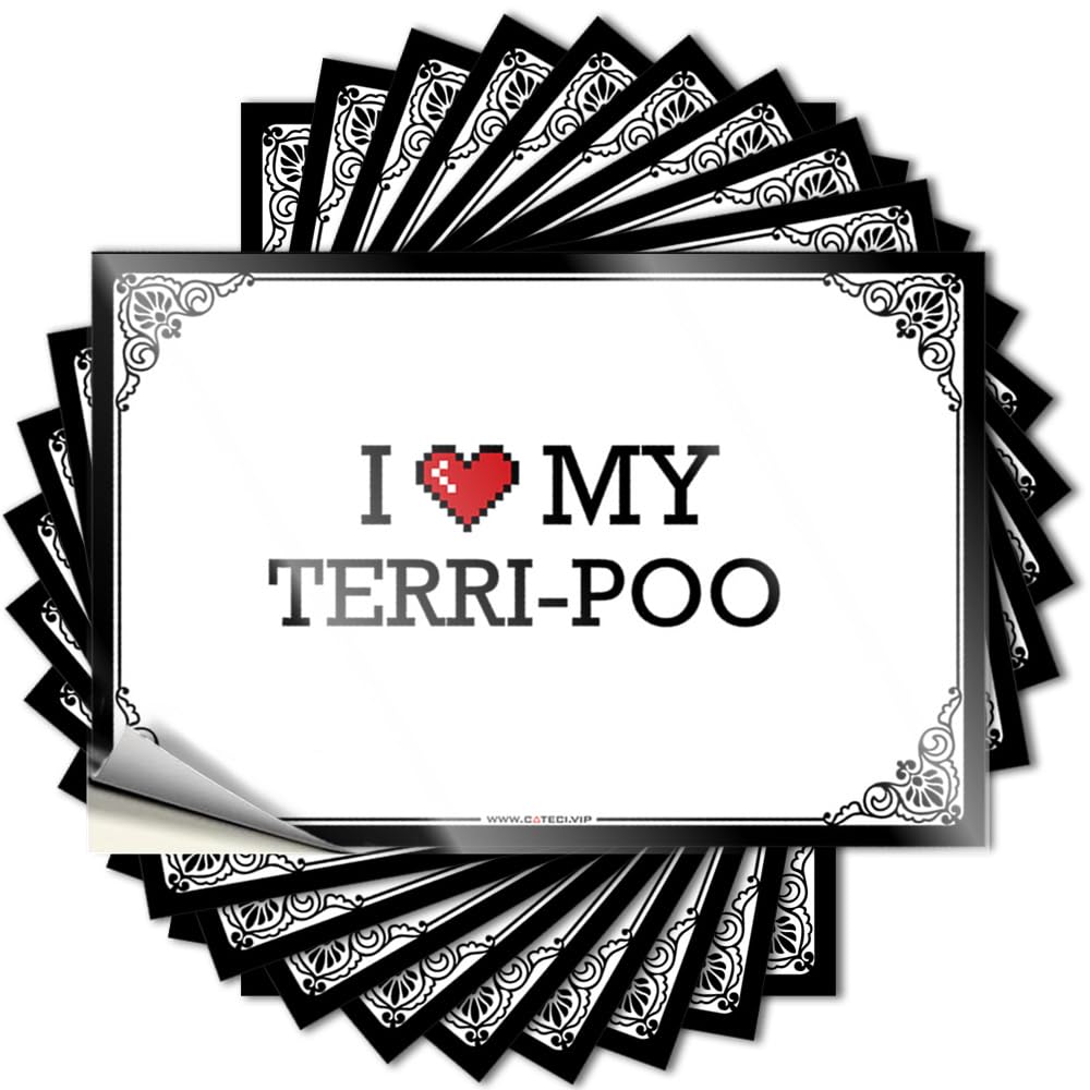 Fzfn Women's Colour Good Sticker Aesthetic Decals, Life Cute Pattern Design For Teen Notebook | Door Removable Vinyl I Love My Terri-Poo(8X12cm)